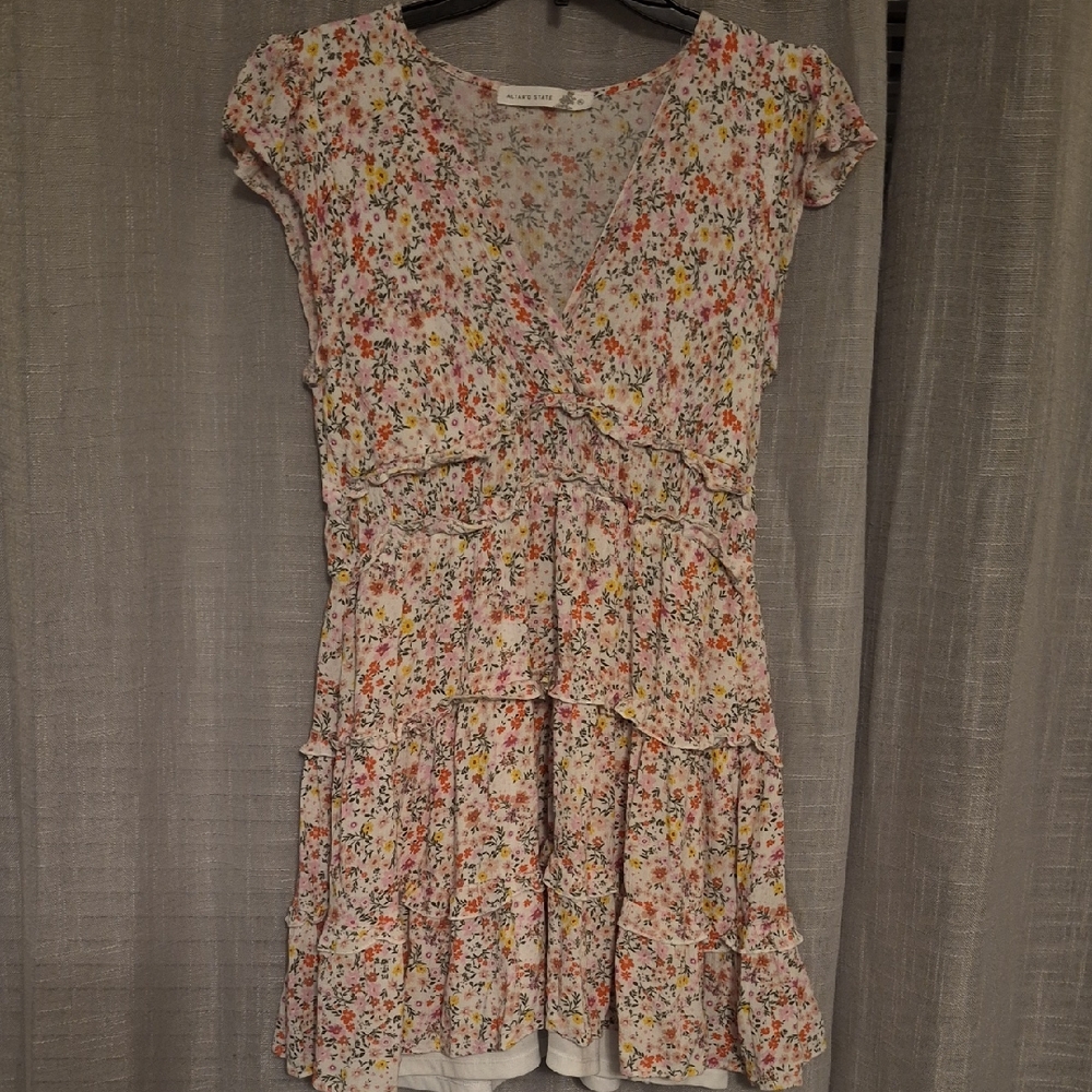 Altar'd State Floral Ruffle Blouse - Pink and White